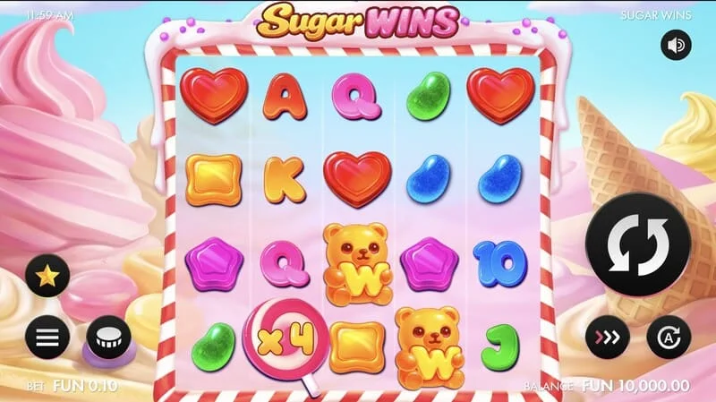 Sugar Wins - schermata di gioco con rulli 5x4