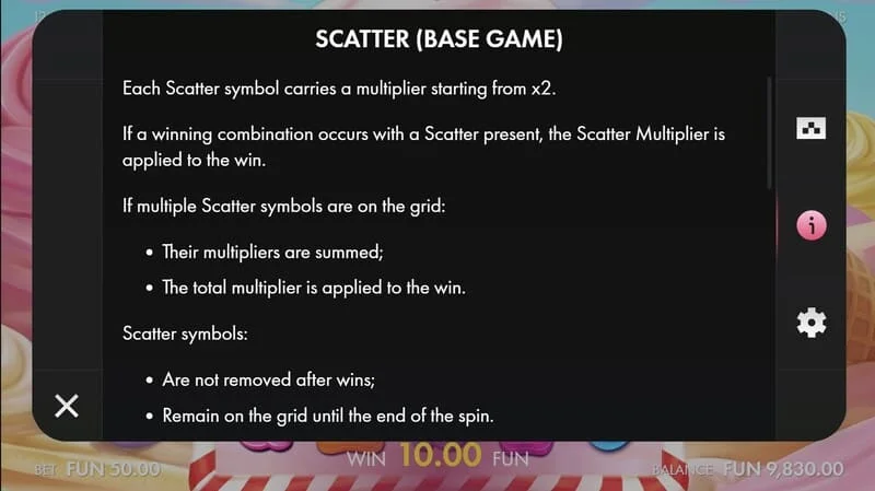 Sugar Wins - Scatter con moltiplicatore